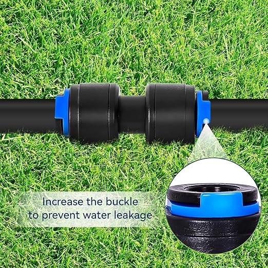 10 Pack 1/4" Drip Universal Straights Fitting Connectors, Quick Connect Universal Drip Irrigation Tubing Coupling Valve, Connector Locking Fitting for Sprinkler or Drip Irrigation System