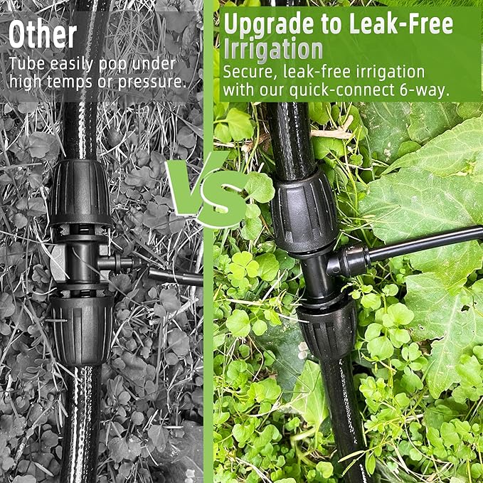 4 Pack 1/2'' to 1/4'' Drip Irrigation Fittings, Push-to-Connect 3 Way Drip Irrigation Part Barbed Tee Connectors, Anti-leak Locked Splitter Fitting for 1/2" Irrigation Tubing (0.6''-0.67''OD)