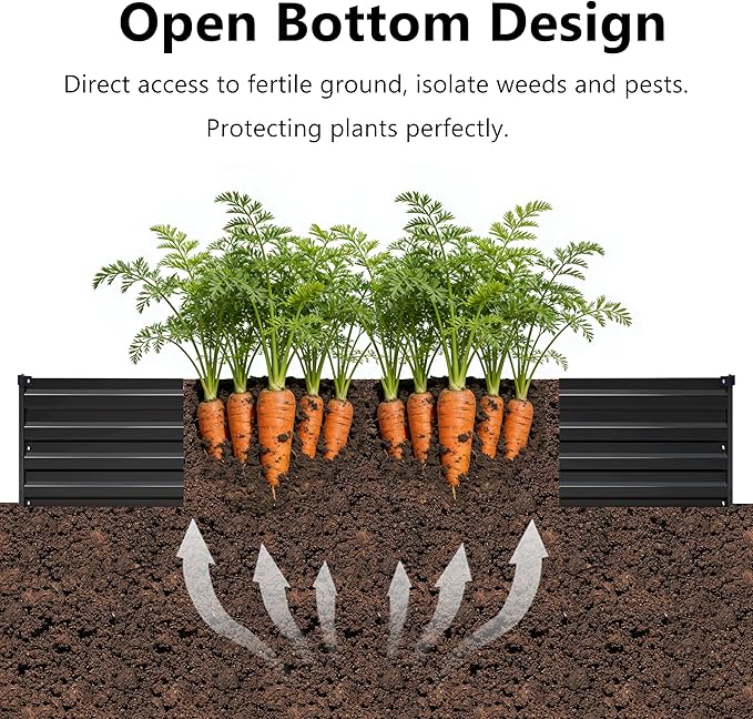 zunatu 12x4x1 ft(2 Pack) Galvanized Raised Garden Bed,Outdoor Planter Box Metal Patio Kit Planting Bed for Vegetables Flowers and Succulents,Black