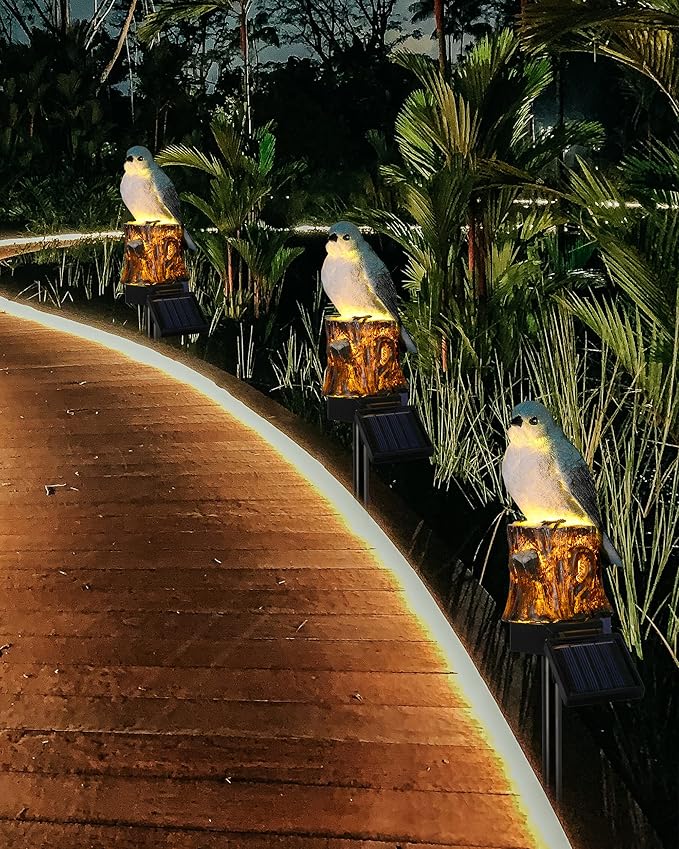 iStatue Bird Solar Decorative Garden Stake Lighting, Waterproof Cute Animal Outdoor Figurine Lights Ornament Statue Decor for Pathway, Patio, Lawn Housewarming Gifts (Bird)