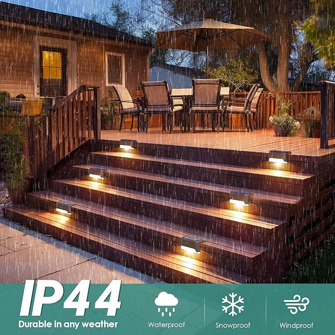 SOLPEX Solar Fence Lights Outdoor, Solar Step Lights Waterproof LED Deck Lights for Stair, Balcony, Railing, Front Porch, Yard, Garden and Patio Decor (8 Pack Warm White)