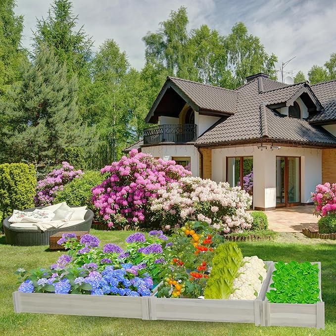 ZSYWODFO 3-Tier Raised Garden Bed with Fabric Liner, Wood Elevated Planter Box with Dovetail Joint Design, 3 Dividable Bed Kit for Vegetables/Herbs/Flowers, Outdoor Gardening for Patio, Lawn, Balcony