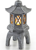 VP Home Solar-Powered Pagoda Garden Statues - Japanese Zen Lantern Outdoor Decor with Flickering LED Light - Durable Polyresin for Yard, Patio, or Garden - 12 x 7 x 6 Inches (Zen Garden Pagoda)