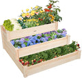 ZSYWODFO 3-Tier Raised Garden Bed with Fabric Liner, Wood Elevated Planter Box with Dovetail Joint Design, 3 Dividable Bed Kit for Vegetables/Herbs/Flowers, Outdoor Gardening for Patio, Lawn, Balcony