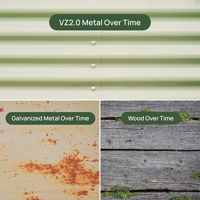 Vego garden Raised Garden Bed Kit, 17" Tall 10 in 1 Modular, Metal Planter Box for Vegetables, Flowers, Herbs, Terra Cotta