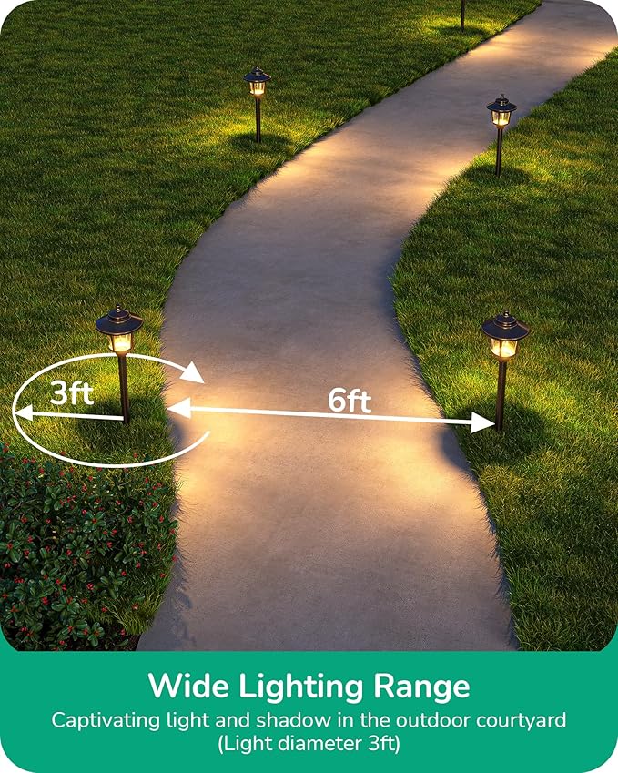 EDISHINE Low Voltage Landscape Lights, 12V 3W 120LM 3000K Seed Glass Outdoor Landscape Path Lights with Connectors, ORB Waterproof Electric LED Pathway Light Wired for Walkway Garden Yard, 6 Pack