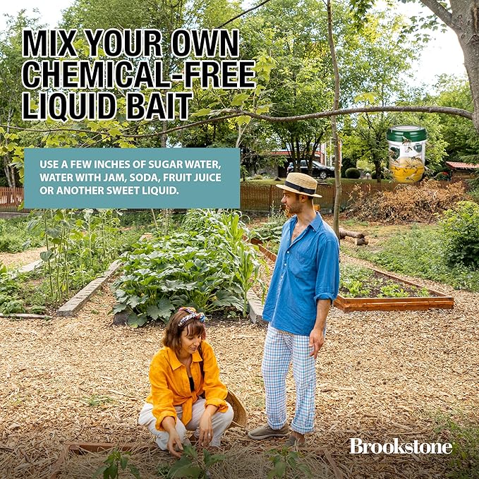 Brookstone Non-Toxic Liquid Wasp & Hornet Trap – Solar Powered Rechargeable LED Bulb, Eco-Friendly Wasp & Hornet Catcher for Gardens & Patios